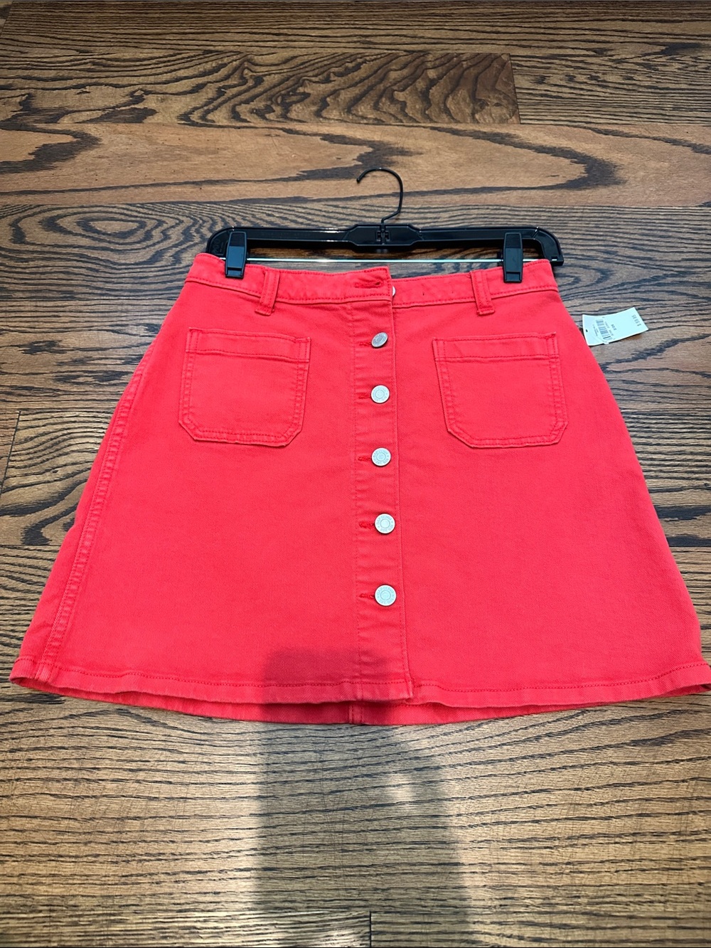 Women’s Sz. 2 NWT GAP Red Button-Front Denim Stretch Mini Skirt